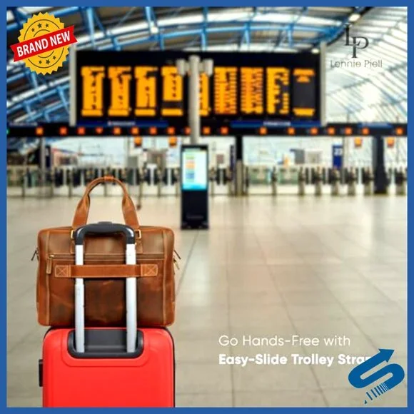 Full Grain Leather Messenger Bag Laptop Briefcase Satchel Twin Compartment - Picture 6 of 7